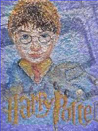 Рисунок Гарри Поттера на размоченной бумаге.